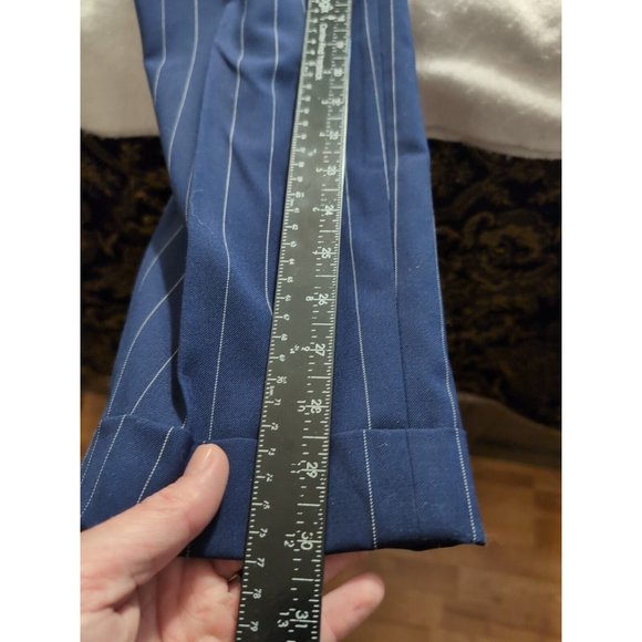Lauren Ralph Lauren Petite Blue Striped Wool Crepe Ankle Dress Pants Size 2P NWT - Picture 9 of 10